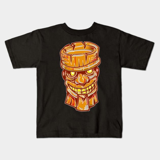 Smiling tiki Kids T-Shirt by silentrob668